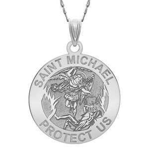 Saint Michael Round Religious Medal   EXCLUSIVE 