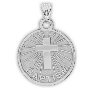 Baptism Round Antiqued Round Charm