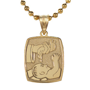 14k Satin   Polished Baptism Pendant