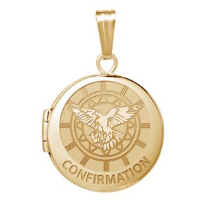 14k Yellow Gold Round  Confirmation  Holy Spirit Locket