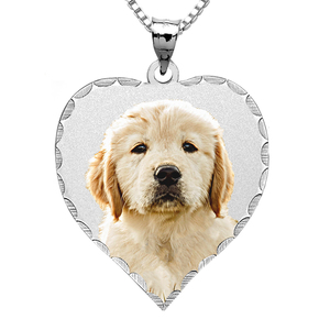 Heart Photo Pendant Charm with Diamond Cut Edge