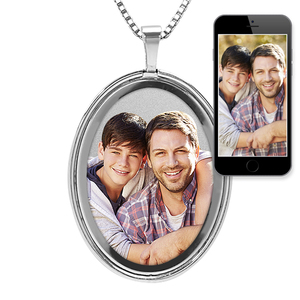 Polished Oval Photo Pendant w  Beveled Frame