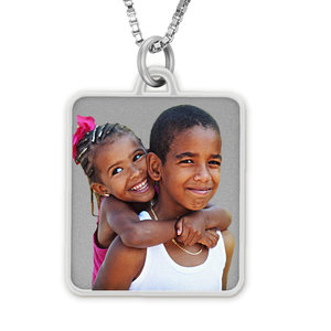 Rectangle with Border Photo Pendant Charm