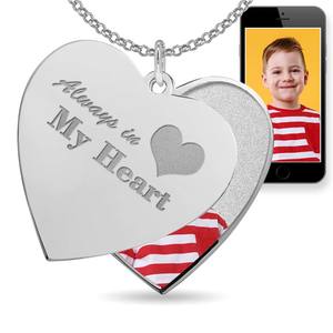  Always In My Heart  Heart Swivel Photo Pendant