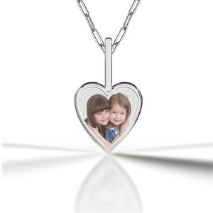 Mini Laser Engraved Heart Pendant w  Paper Clip Chain