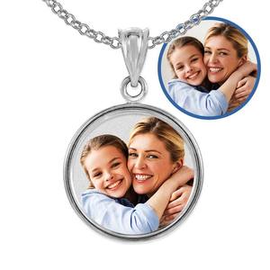 Petite Round Bezel Frame Photo Engraved Pendant