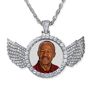 Photo Engraved Cubic Zirconia Angel Pendant