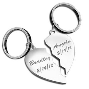 Engravable Sterling Silver Broken Heart Keychains