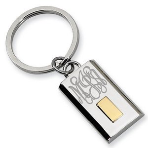 Engravable Stainless Steel Keychain with 24k Gold Plating