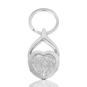 Stainless Steel Custom Fingerprint Heart Keychain