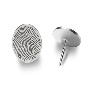 Custom Fingerprint Oval Earrings