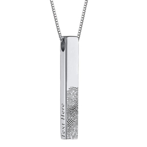 Personalized Fingerprint Vertical 3D Bar Necklace