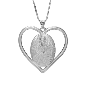 Custom Fingerprint 3D Heart Pendant