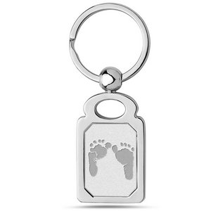 Stainless Steel Custom Footprint Rectangle Keychain