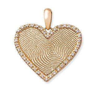 Diamond Frame Heart Fingerprint Necklace