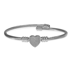 Custom Fingerprint Heart Bangle Bracelet