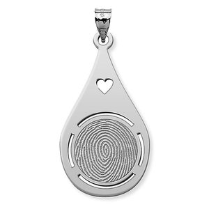 Custom Fingerprint Teardrop Charm or Pendant