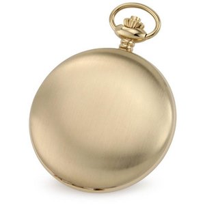 Charles Hubert Paris Gold Plated Stainless Steel Satin Finish Hunter Case Mechanical Pocket Watch