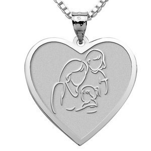 Mother with Two Daughters   Heart Pendant