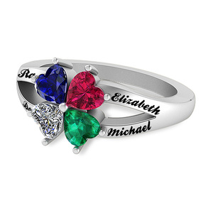 4 Heart Shaped Birthstone Mother s Personalized Ring