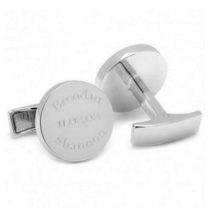 Engravable Sterling Silver Bride and Groom Wedding Date Cufflinks