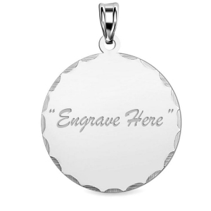 Round w  Diamond Cut Edge Engraved Pendant