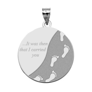 Engravable Round Footprints in the Sand Pendant or Charm