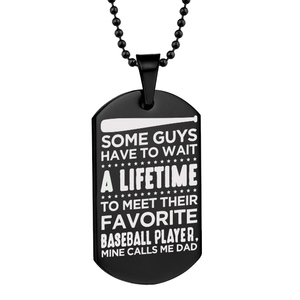 Engravable Stainless Steel   Baseball Dad   Dog Tag w  24 in Ball Chain