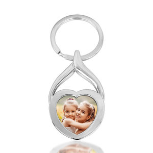 Stainless Steel Engravable Heart Photo Laser Keychain