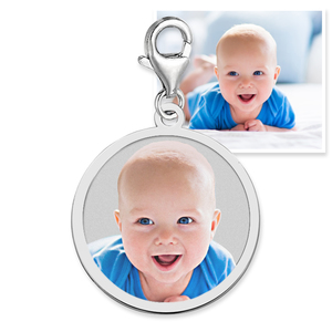 Petite Round with Border Photo Charm For Bracelet