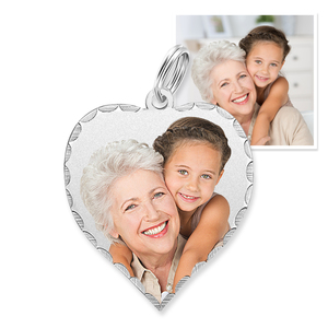 Petite Heart with Diamond Cut Edge Photo Charm For Bracelet