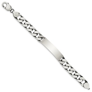 Custom Engraved Sterling Silver Men s Antiqued Curb Link ID Bracelet