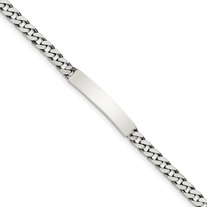 Custom Engraved Sterling Silver Men s Antiqued Curb Link ID Bracelet