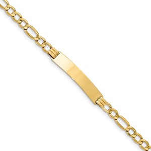 Custom Engraved 14k Gold Women s Figaro Link ID Bracelet