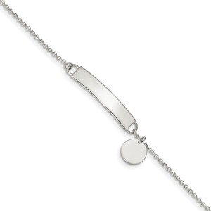 Custom Engraved Sterling Silver Women s Round Charm ID Bracelet