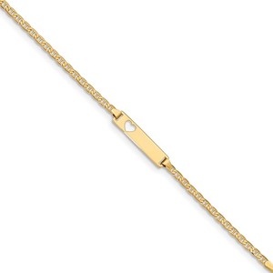 Custom Engraved 14k Gold Children s Heart Cutout ID Bracelet