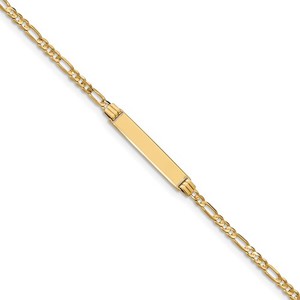 Custom Engraved 14k Gold Children s Figaro Link ID Bracelet