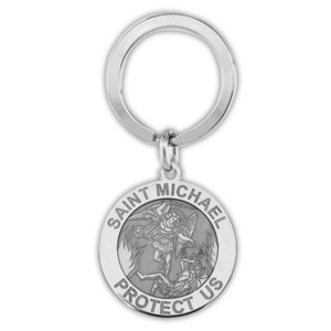 Saint Michael Religious Engravable Keychain