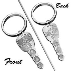 Saint Christopher Double Sided  Traveler s Key  Keychain